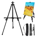 Folding Iron Easel Stand Tripod Adjustable Height Lightweight Sturdy Painting Display Portable Sketching Rack with Carry