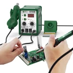 BEST 878D 2 in 1 110V/220V Digital Display Lead-free Hot Air Gun Soldering Rework Station with 3 Nozzles