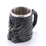 3D Retro Dragon Water Cup Large Capacity Stainless Steel Double-layer Drinking Mug Resin Crafts Coffee Office Meeting Cu