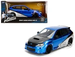 Brians Subaru Impreza WRX STI Blue and Silver with Carbon Hood "Fast &amp; Furious" Movie 1/24 Diecast Model Car by Jada