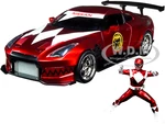 2009 Nissan GT-R (R35) Candy Red and Red Ranger Diecast Figurine "Power Rangers" 1/24 Diecast Model Car by Jada