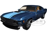 1970 Ford Mustang Mach 1 428 Dark Blue Metallic with Bright Blue Stripes Limited Edition to 7000 pieces Worldwide 1/24 Diecast Model Car by M2 Machin