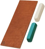 Obtahovací řemen a 2 ks brusné pasty BeaverCraft LS2P11 - Leather Strop + Two Polishing Compounds (Green / White)