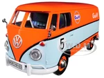 Volkswagen Type 2 (T1) Delivery Van 5 "Gulf" Orange and Light Blue 1/24 Diecast Model Car by Motormax