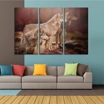 Miico Hand Painted Three Combination Decorative Paintings Three Dogs Wall Art For Home Decoration