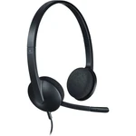 Logitech H340 headset k PC s USB káblový na ušiach čierna