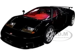 Bugatti EB110 SS Super Sport Nero Vernice Black with Red Interior and Silver Wheels 1/18 Model Car by Autoart