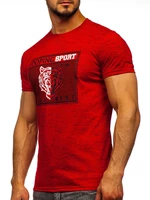 Červené pánské tričko s potiskem Bolf SS11130