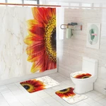 Waterproof Bathroom Shower Curtain Pedestal Rug Lid Toilet Cover Mat Bath Mat Set for Home Decoration