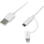 LogiLink #####USB-Kabel USB 2.0 #####USB-A Stecker, #####USB-Micro-B Stecker, #####Apple Lightning Stecker  1.00 m biela