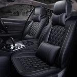 Deluxe Universal 5 Seats Car Seat Cover PU Leather Front + Rear Cushion with Pillow