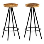 Bar stools 2 pcs solid mango wood