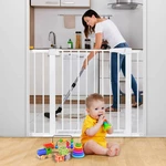 Comomy 29.5"-40.5" Extra Wide Baby Gate Baby Fences 30" Tall Kids Play Gate Large Pet Gate with Swing Door For Doorway S