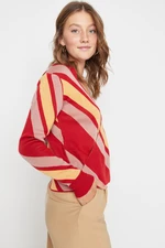 Trendyol červená farba blok pletený sveter