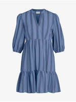 Blue patterned dress with balloon sleeves VILA Etna - Women