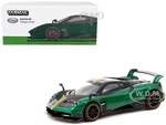 Pagani Huayra BC Trifoglio Verde Green Metallic and Black with Yellow Stripes "Global64" Series 1/64 Diecast Model by Tarmac Works