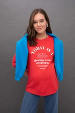 DEFACTO Regular Fit Slogan Printed Maternity Sweatshirt