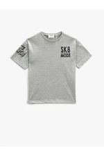 Koton Short Sleeve T-Shirt with a Crew Neck Printed on the Back