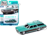 1970 Chevrolet Kingswood Estate Wagon Misty Turquoise Metallic with Side Woodgrain "Muscle Wagons" Limited Edition 1/64 Diecast Model Car by Auto Wor