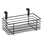 Czarny metalowy koszyk wiszący na drzwiczki kuchenne Wenko Slim, 24x15 cm