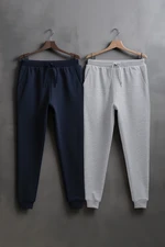 Trendyol Navy Blue Regular/Normal Cut Elastic Leg 2-Pack Sweatpants Trendyol Navy Blue Regular/Normal Cut Elastic Leg 2-Pack Sweatpants