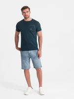 Ombre Men's denim short shorts with subtle washes - light blue