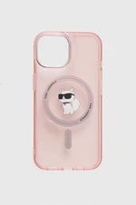 Puzdro na mobil Karl Lagerfeld iPhone 15 / 14 / 13 6.1" ružová farba