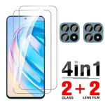 4in1 Tempered Glass For Honor X8a Full Coverage Clear Screen Protectors For Honer Xonor X8a HonorX8a 4G 6.7inch Camera Lens Film