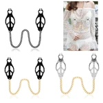 Nickel-free Non Piercing Faux Nipple Fake Piercing Nipple Clamps Clips with Body Chains Fake Nipple Rings Non-Piercing
