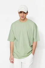 Trendyol Mint Men's Basic 100% Cotton Crew Neck Oversize Short Sleeve T-Shirt Trendyol Mint Men's Basic 100% Cotton Crew Neck Oversize Short Sleeve T-Shirt