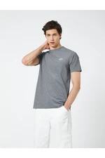 Koton Ellipse Embroidered T-Shirt, Crew Neck, Slim Fit, Short Sleeves.