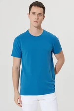 ALTINYILDIZ CLASSICS Men's Gray Slim Fit Slim Fit Crew Neck Short Sleeved Soft Touch Basic T-Shirt.