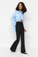 Trendyol Black Thick High Waist Interlock Zippered Pants