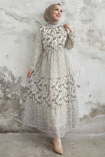 InStyle Nessa Floral Belted Chiffon Dress - Brown