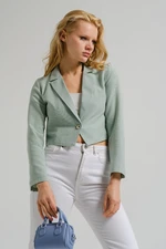 armonika Women's Mint One-Button Crop Jacket