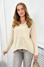 Sweater with mohair oversize light beige