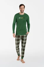 Seward Men's Long Sleeve Pajamas, Long Pants - Green/Print