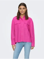 Dark pink Ladies Linen Shirt ONLY Caro - Ladies