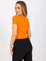 Basic orange short blouse with stripes RUE PARIS