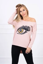 Printed blouse with longer back dark powder pink