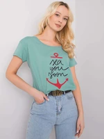 Dark mint T-shirt with inscription