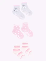 Yoclub Kids's Girls' Cotton Socks Anti Slip ABS Patterns Colours 3-pack SKA-0109G-AA3A-003