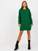 Green long sweater with braids in RUE PARIS cut