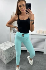 Ribbed light mint leggings with high waist