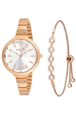 Polo Air Classic Numeral Women's Wristwatch Zircon Stone Bracelet Combination Copper Color