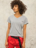 Grey T-shirt FOR FITNESS with V-neck