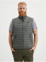 Khaki men's quilted vest LERROS - Men