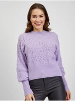 Light purple women's patterned sweater with balloon sleeves ORSAY