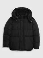 Čierna chlapčenská zimná bunda s kožúškom GAP