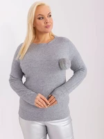 Šedý ležérní pletený svetr větší velikosti